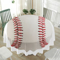 Baseball Stitching Print Waterproof Round Tablecloth