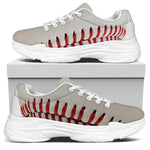Baseball Stitching Print White Chunky Shoes