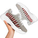 Baseball Stitching Print White Chunky Shoes