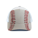 Baseball Stitching Print White Mesh Trucker Cap