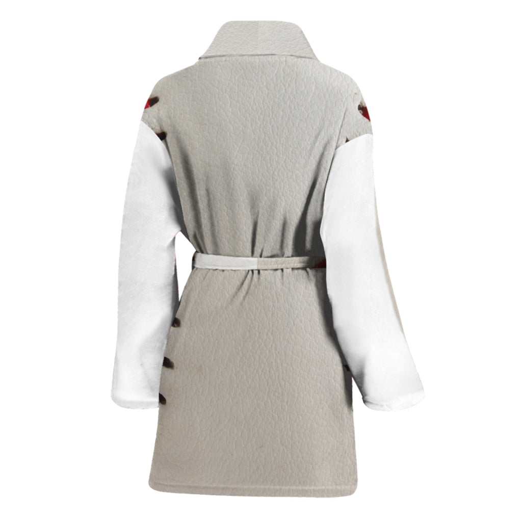 Baseball Stitching Print Women's Bathrobe