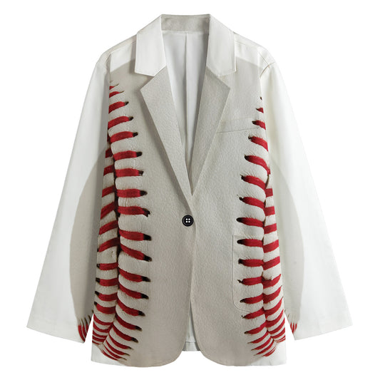 Baseball Stitching Print Women's Blazer