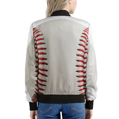Baseball Stitching Print Women's Bomber Jacket