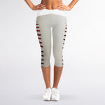 Baseball Stitching Print Women's Capri Leggings