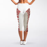 Baseball Stitching Print Women's Capri Leggings