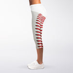 Baseball Stitching Print Women's Capri Leggings