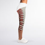 Baseball Stitching Print Women's Capri Leggings