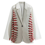 Baseball Stitching Print Women's Cotton Blazer