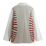Baseball Stitching Print Women's Cotton Blazer