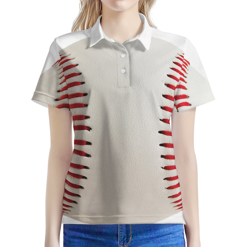 Baseball Stitching Print Women's Polo Shirt
