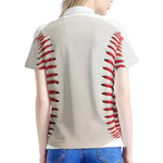 Baseball Stitching Print Women's Polo Shirt