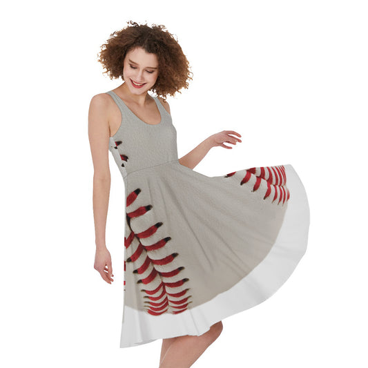 Baseball Stitching Print Women's Sleeveless Dress