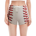 Baseball Stitching Print Women's Split Running Shorts