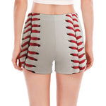 Baseball Stitching Print Women's Split Running Shorts