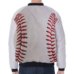 Baseball Stitching Print Zip Sleeve Bomber Jacket