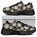 Baseballs 3D Print Black Chunky Shoes