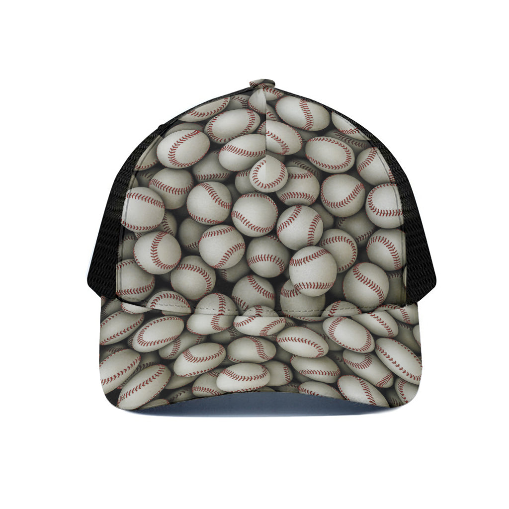 Baseballs 3D Print Black Mesh Trucker Cap