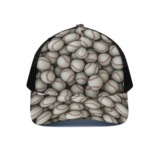 Baseballs 3D Print Black Mesh Trucker Cap