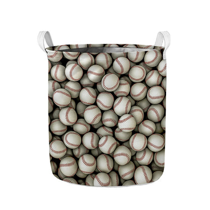 Baseballs 3D Print Collapsible Laundry Basket