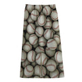 Baseballs 3D Print Cotton Front Slit Maxi Skirt