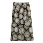 Baseballs 3D Print Cotton Front Slit Maxi Skirt