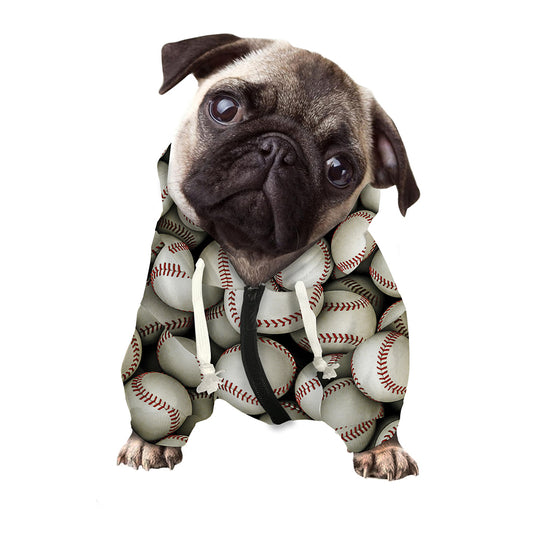 Baseballs 3D Print Dog Zip Up Hoodie