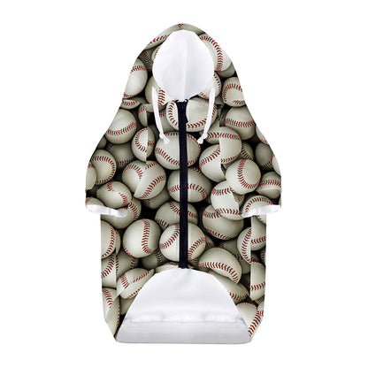Baseballs 3D Print Dog Zip Up Hoodie