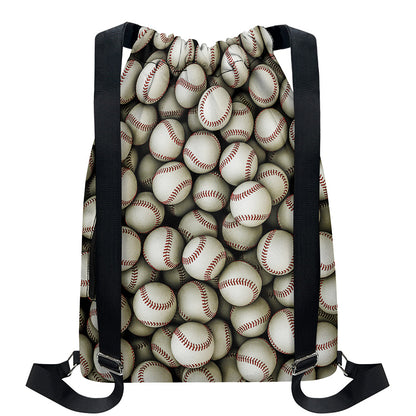 Baseballs 3D Print Drawstring Backpack