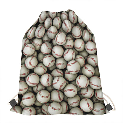 Baseballs 3D Print Drawstring Bag