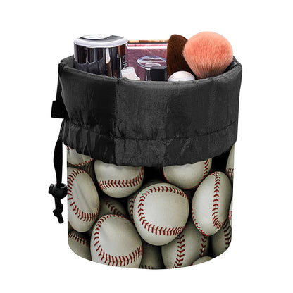 Baseballs 3D Print Drawstring Makeup Bag