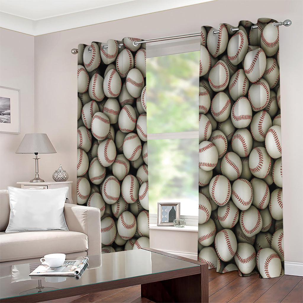 Baseballs 3D Print Extra Wide Grommet Curtains