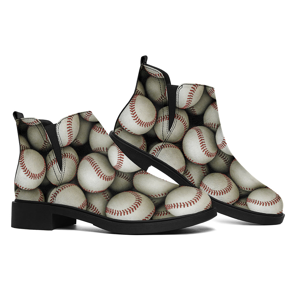 Baseballs 3D Print Flat Ankle Boots
