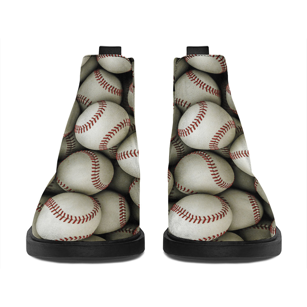 Baseballs 3D Print Flat Ankle Boots
