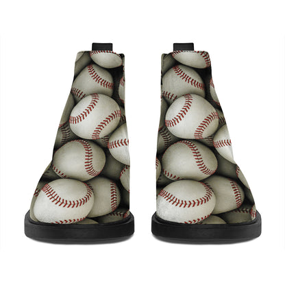 Baseballs 3D Print Flat Ankle Boots
