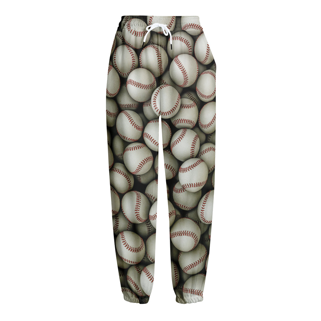 Baseballs 3D Print Fleece Lined Knit Pants