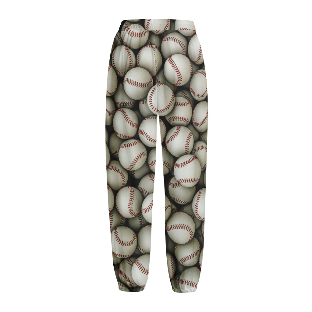 Baseballs 3D Print Fleece Lined Knit Pants
