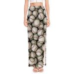 Baseballs 3D Print High Slit Maxi Skirt