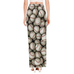 Baseballs 3D Print High Slit Maxi Skirt