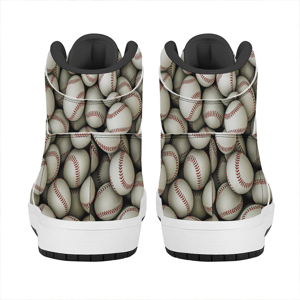 Baseballs 3D Print High Top Leather Sneakers