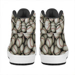 Baseballs 3D Print High Top Leather Sneakers