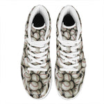 Baseballs 3D Print High Top Leather Sneakers