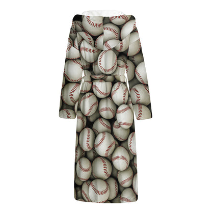 Baseballs 3D Print Hooded Bathrobe