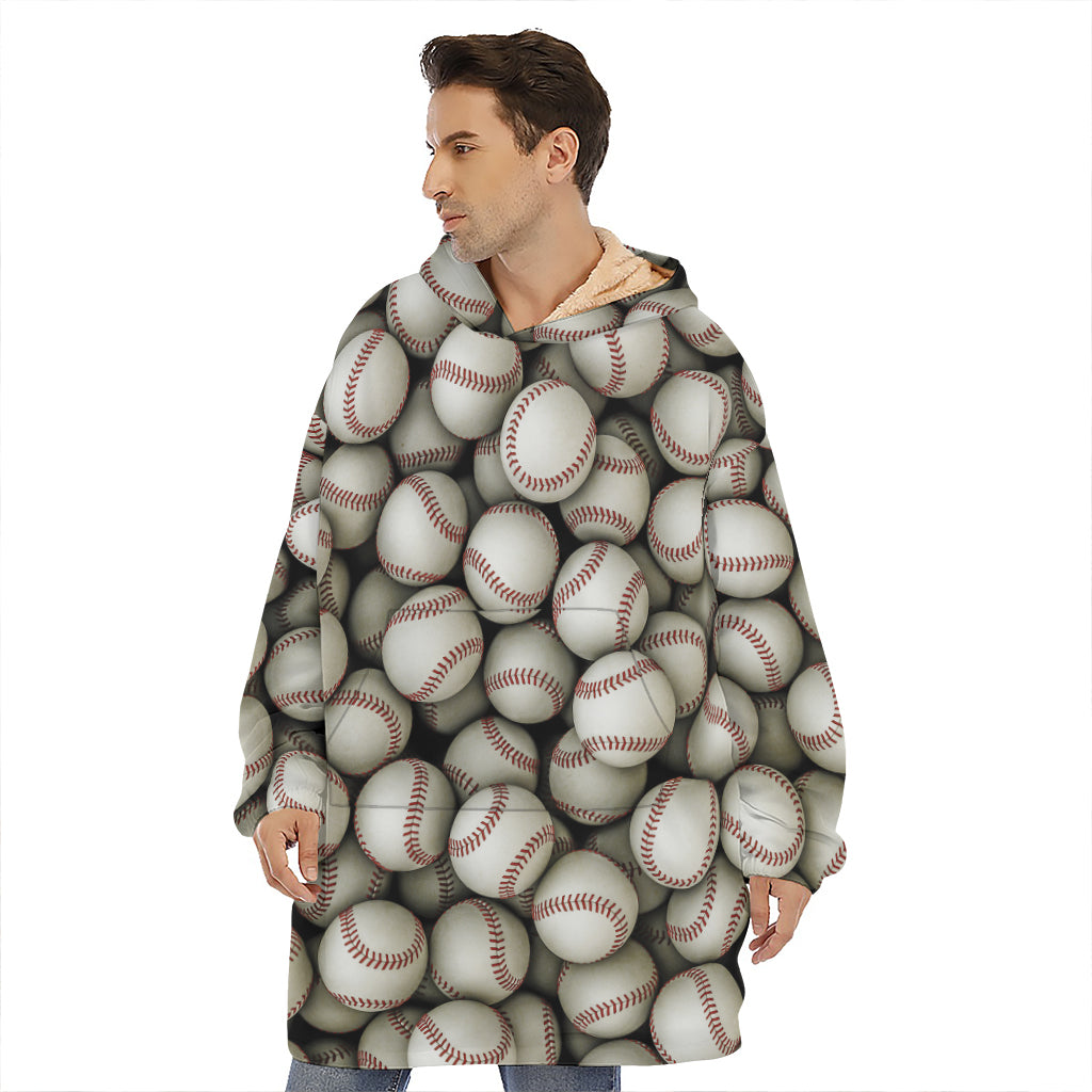 Baseballs 3D Print Hoodie Blanket