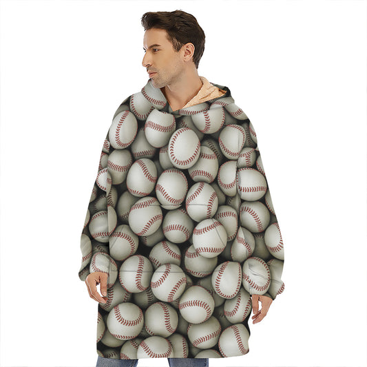 Baseballs 3D Print Hoodie Blanket