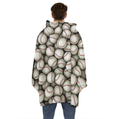 Baseballs 3D Print Hoodie Blanket
