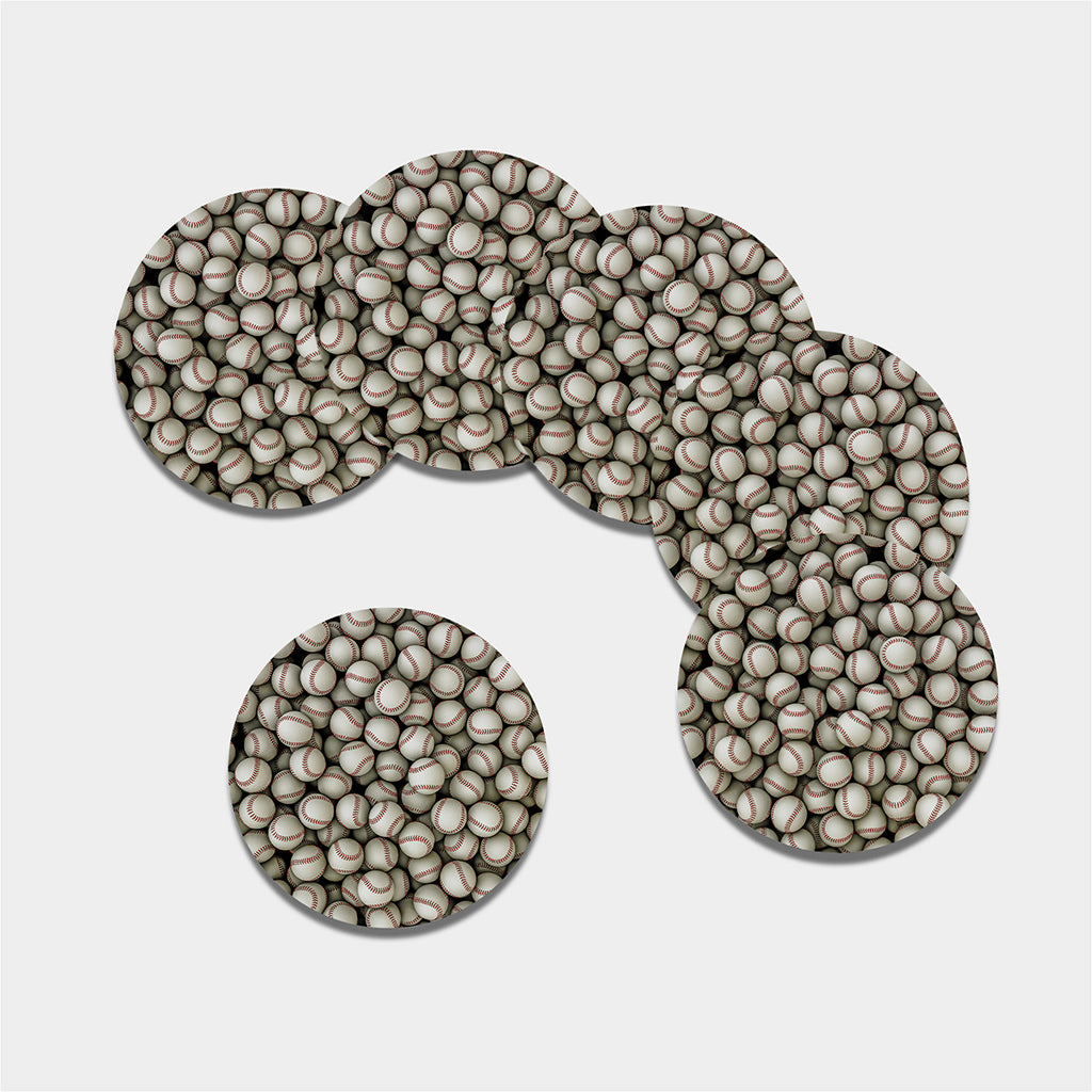 Baseballs 3D Print Leather Coaster Set