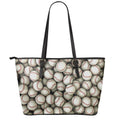 Baseballs 3D Print Leather Tote Bag With Zipper