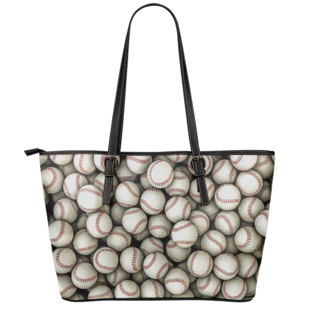 Baseballs 3D Print Leather Tote Bag