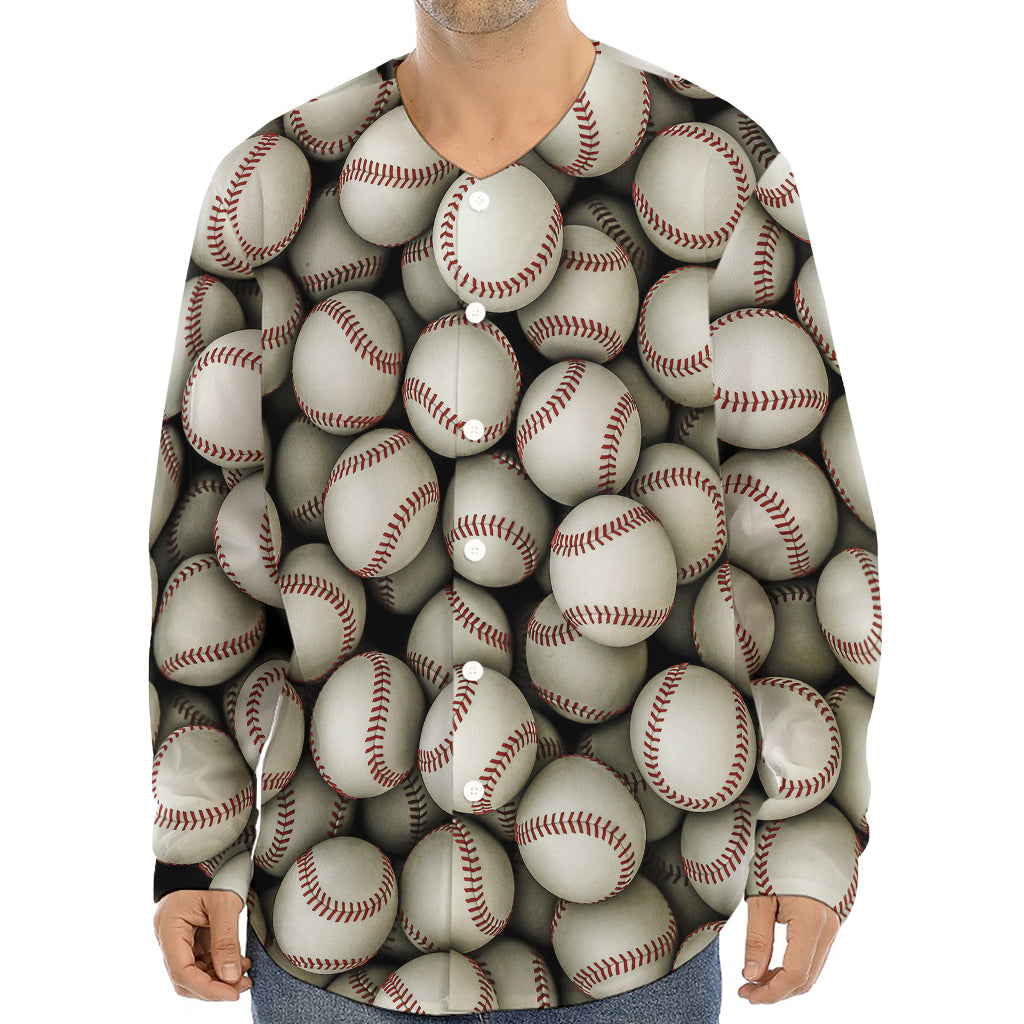 Baseballs 3D Print Long Sleeve Baseball Jersey