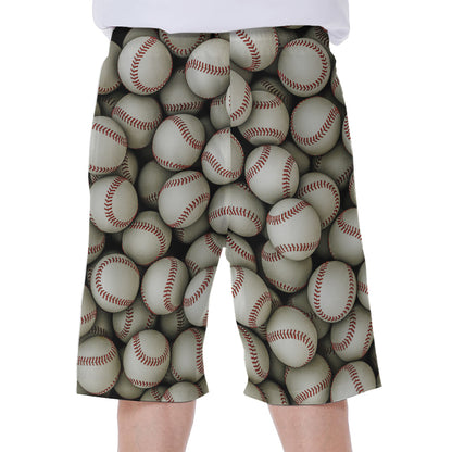 Baseballs 3D Print Men's Beach Shorts